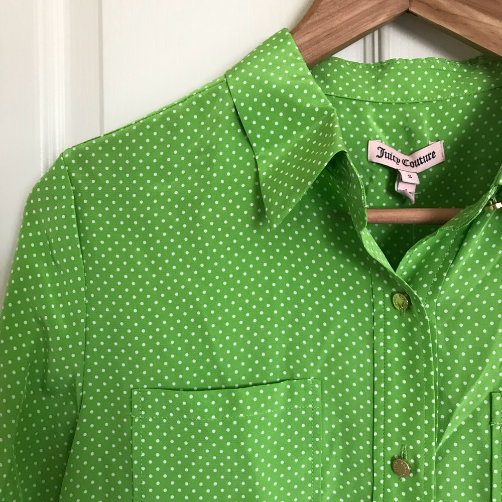 NWT Juicy Couture Silk Blouse Button Up Shirt